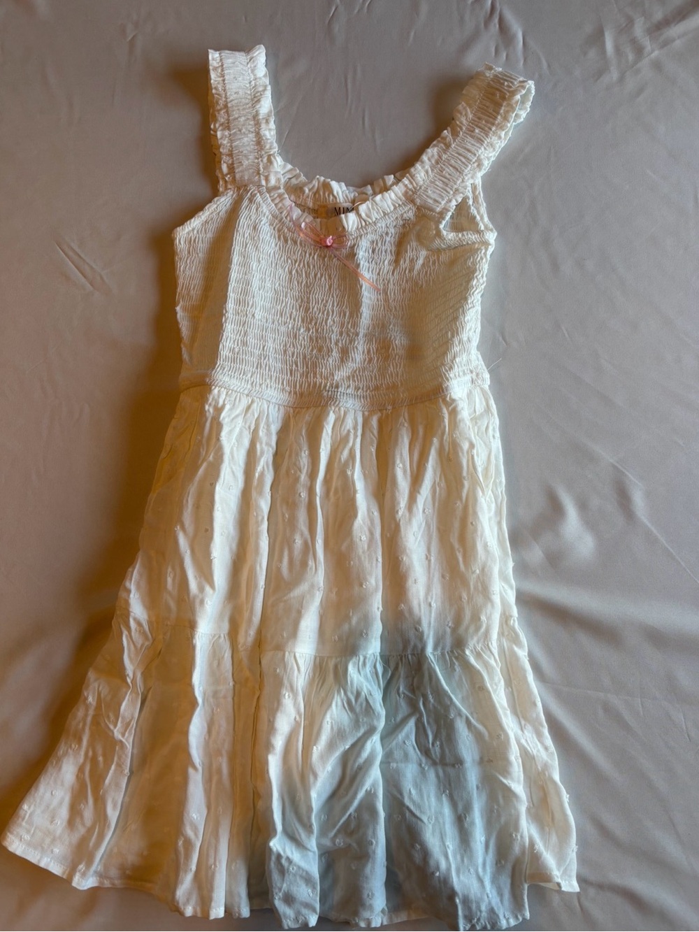 Girls White Ruffled Sundress